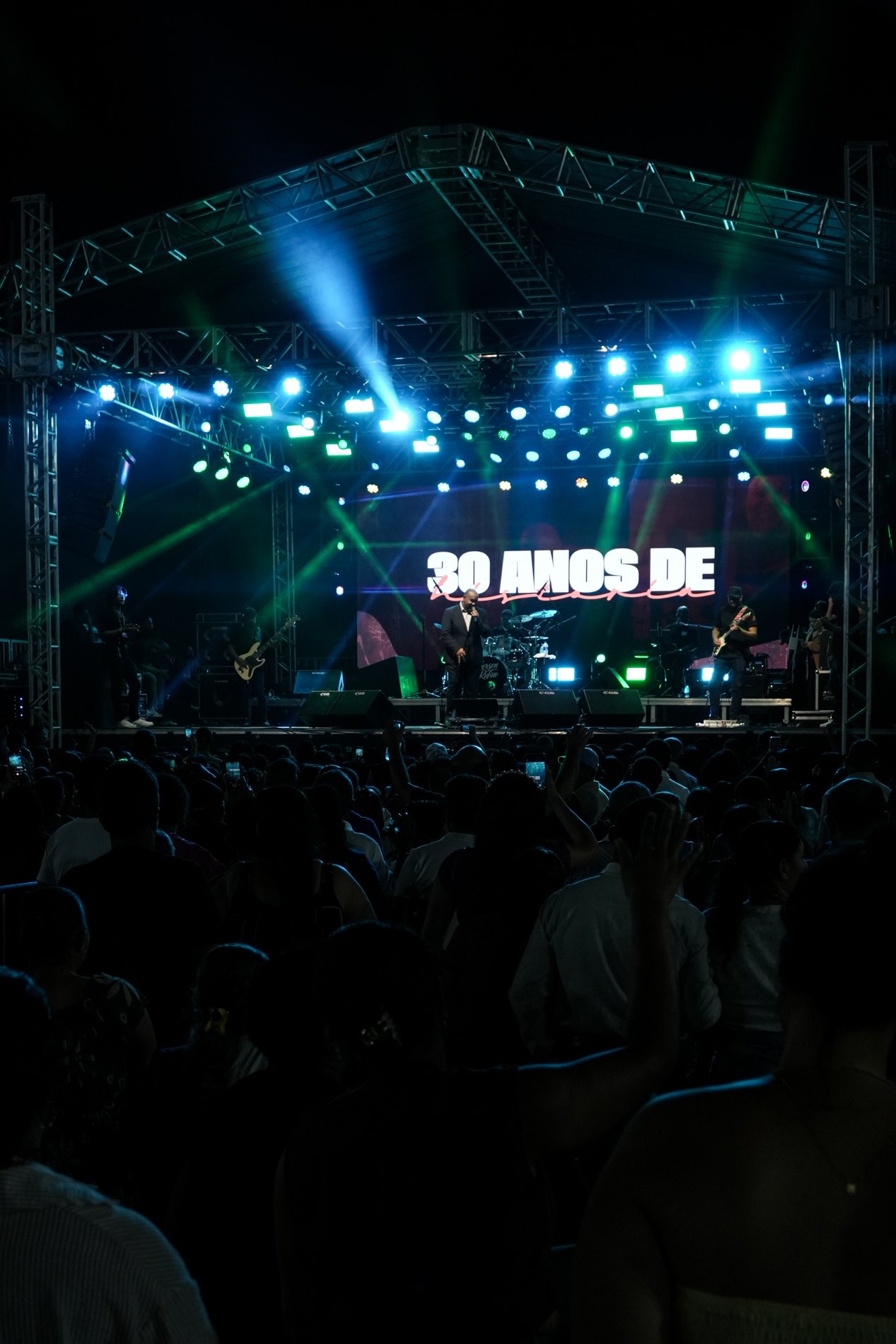 Visão geral do palco e do público